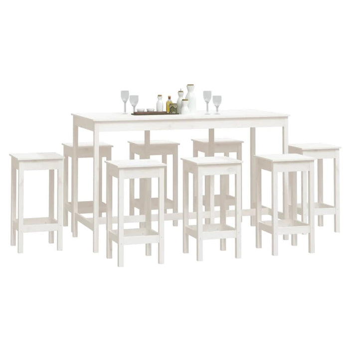 Set mobilier de bar, 9 piese, alb, lemn masiv de pin - WALTI WALTI