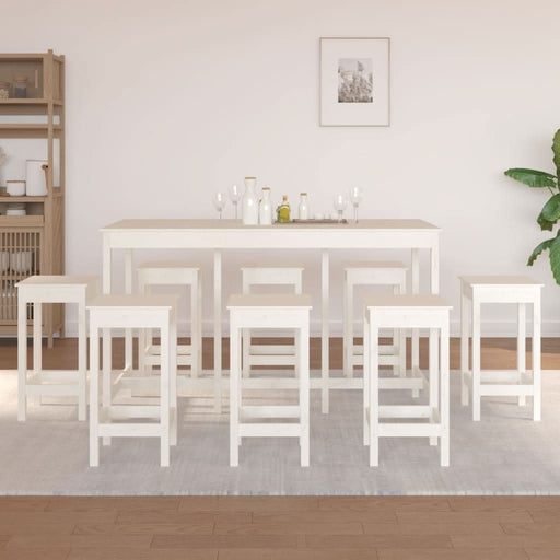 Set mobilier de bar, 9 piese, alb, lemn masiv de pin - WALTI WALTI