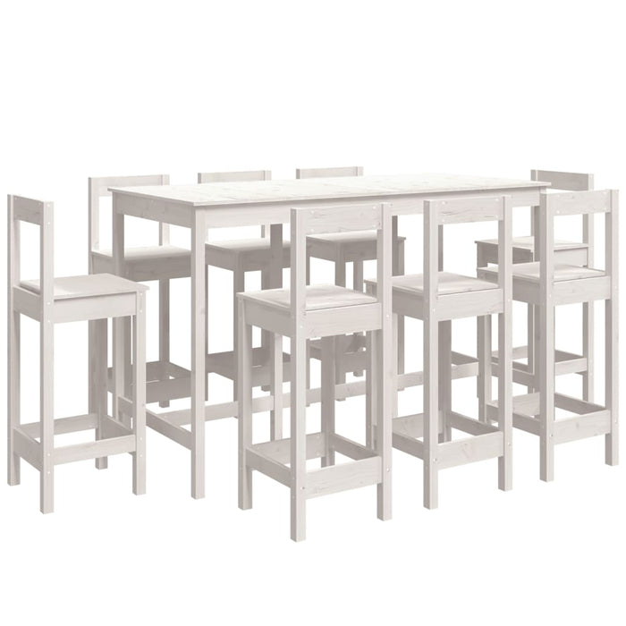 Set mobilier de bar, 9 piese, alb, lemn masiv de pin - WALTI WALTI