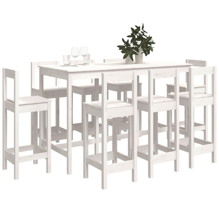 Set mobilier de bar, 9 piese, alb, lemn masiv de pin - WALTI WALTI