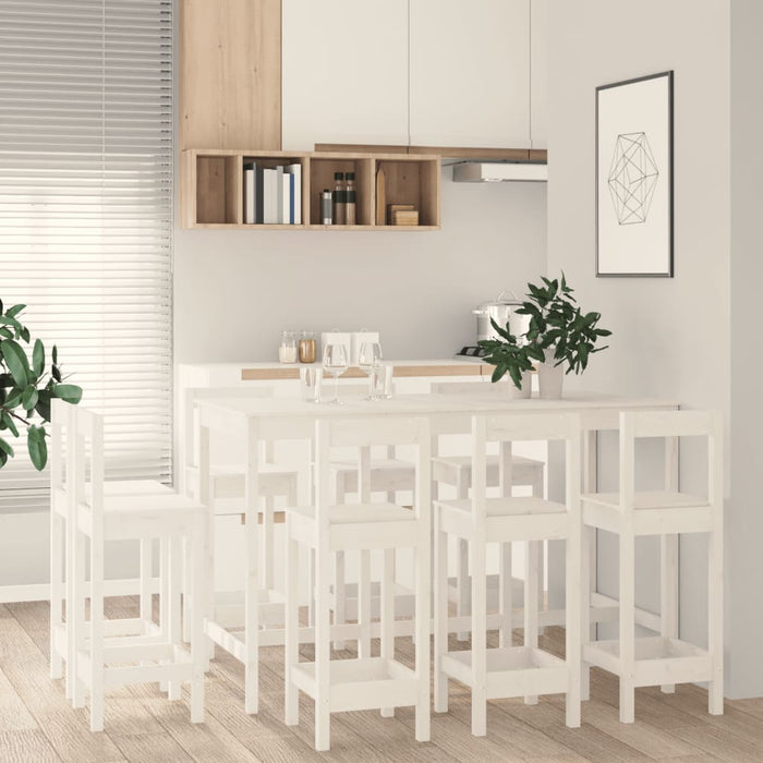 Set mobilier de bar, 9 piese, alb, lemn masiv de pin - WALTI WALTI