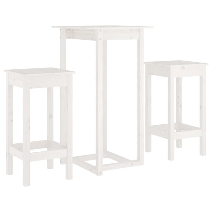 Set mobilier de bar, 3 piese, alb, lemn masiv de pin - WALTI WALTI