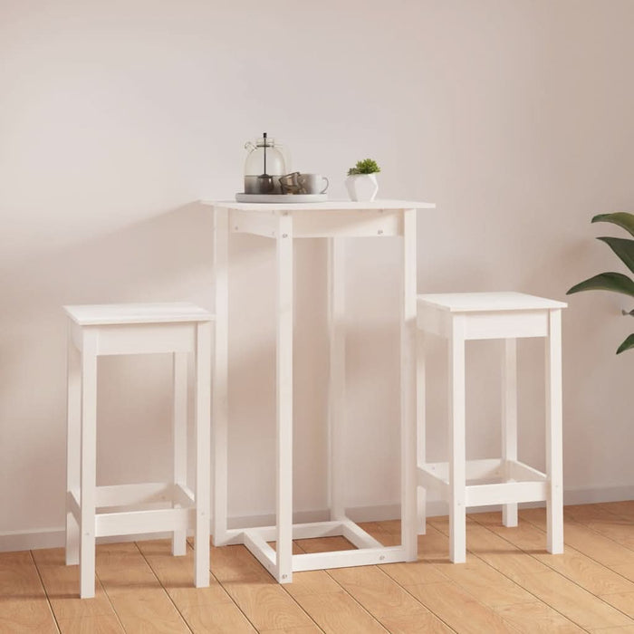Set mobilier de bar, 3 piese, alb, lemn masiv de pin - WALTI WALTI
