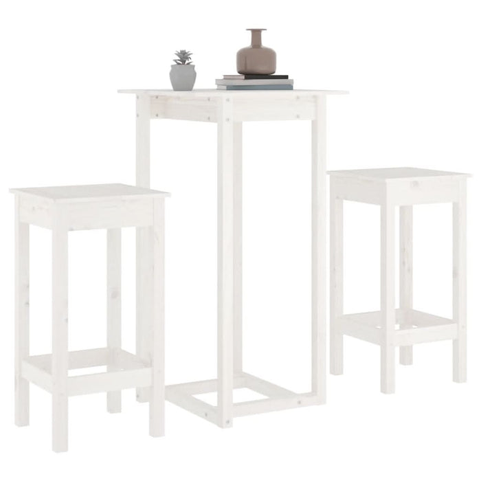 Set mobilier de bar, 3 piese, alb, lemn masiv de pin - WALTI WALTI