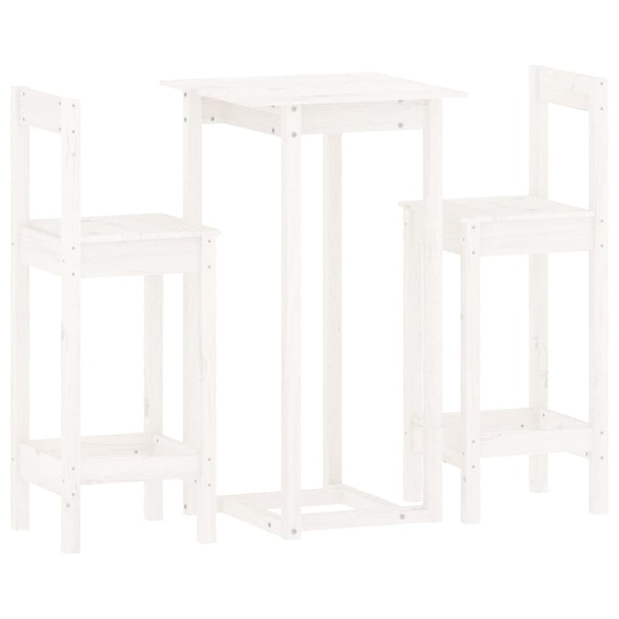Set mobilier de bar, 3 piese, alb, lemn masiv de pin - WALTI WALTI