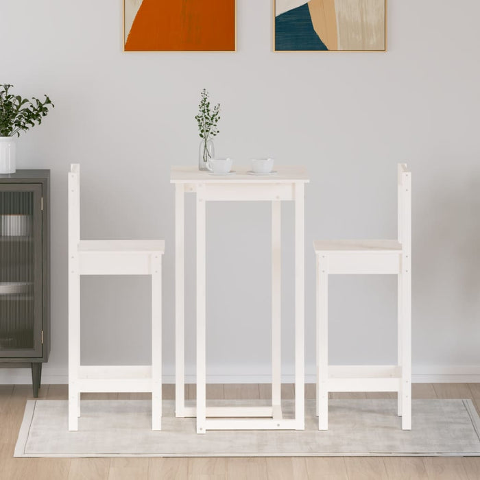 Set mobilier de bar, 3 piese, alb, lemn masiv de pin - WALTI WALTI