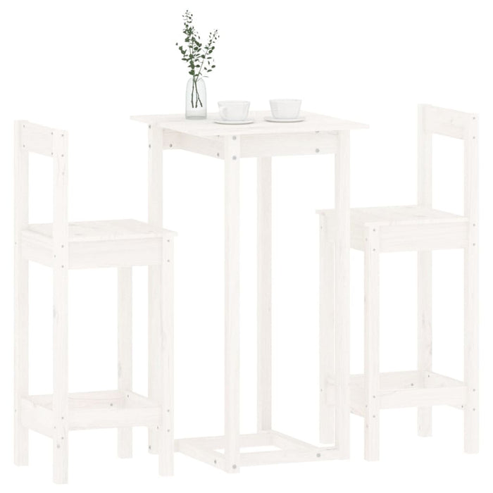 Set mobilier de bar, 3 piese, alb, lemn masiv de pin - WALTI WALTI
