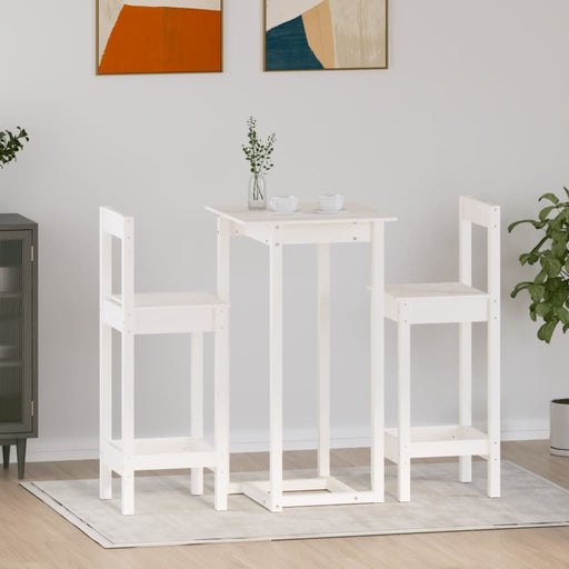 Set mobilier de bar, 3 piese, alb, lemn masiv de pin - WALTI WALTI
