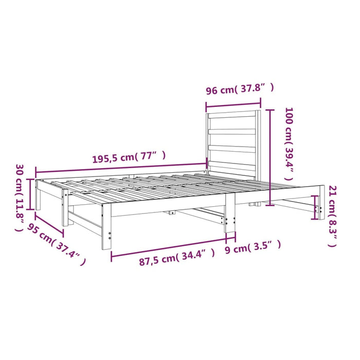 Pat de zi extensibil, 2x(90x190) cm, lemn masiv de pin - WALTI WALTI