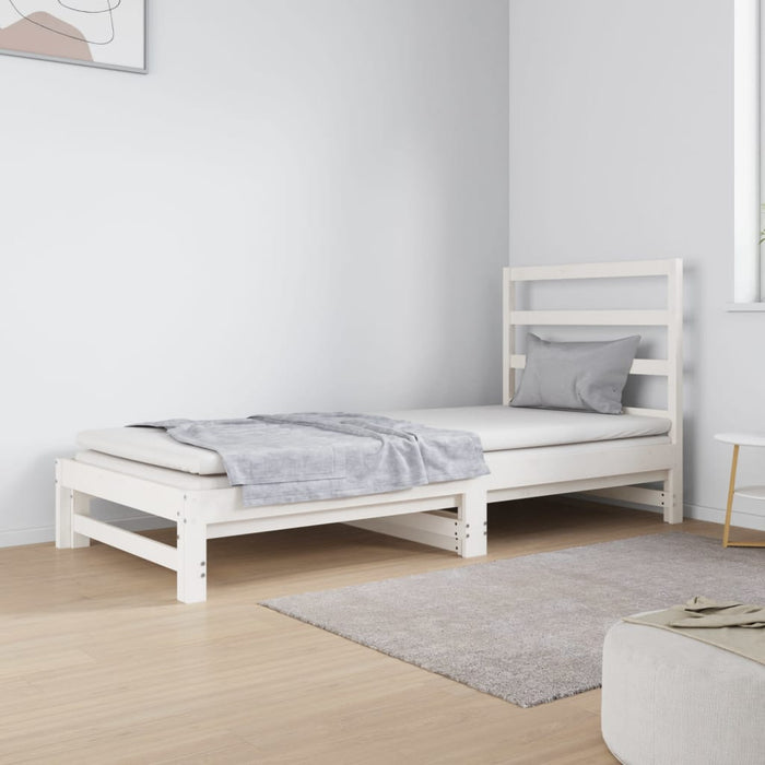 Pat de zi extensibil, alb, 2x(90x190) cm, lemn masiv de pin - WALTI WALTI