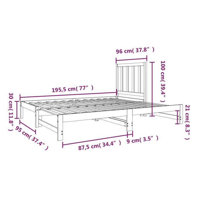 Pat de zi extensibil, 2x(90x190) cm, lemn masiv de pin - WALTI WALTI