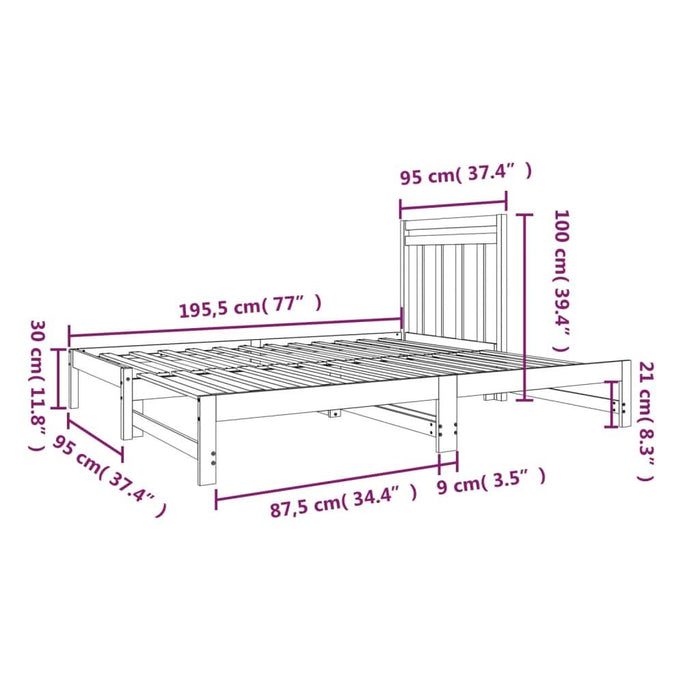 Pat de zi extensibil, 2x(90x190) cm, lemn masiv de pin - WALTI WALTI