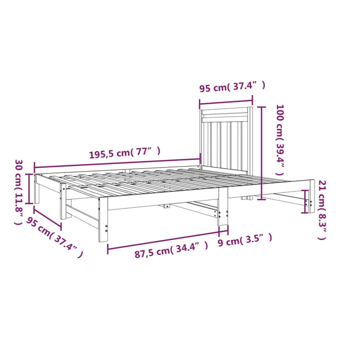 Pat de zi extensibil, alb, 2x(90x190) cm, lemn masiv de pin - WALTI WALTI