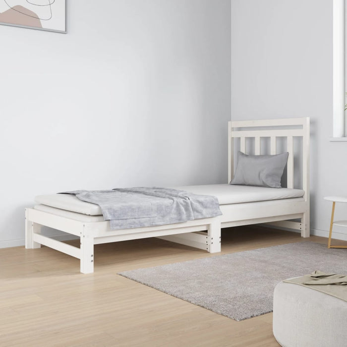 Pat de zi extensibil, alb, 2x(90x190) cm, lemn masiv de pin - WALTI WALTI