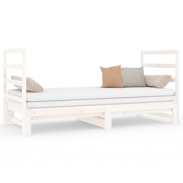 Pat de zi extensibil, alb, 2x(90x190) cm, lemn masiv de pin - WALTI WALTI