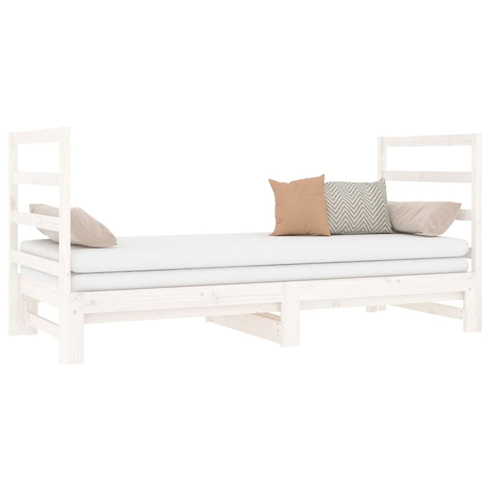 Pat de zi extensibil, alb, 2x(90x190) cm, lemn masiv de pin - WALTI WALTI