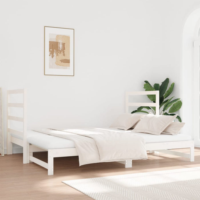 Pat de zi extensibil, alb, 2x(90x190) cm, lemn masiv de pin - WALTI WALTI