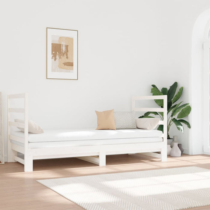 Pat de zi extensibil, alb, 2x(90x190) cm, lemn masiv de pin - WALTI WALTI