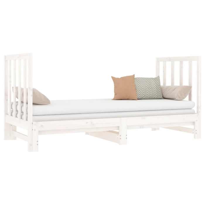 Pat de zi extensibil, alb, 2x(90x190) cm, lemn masiv de pin - WALTI WALTI