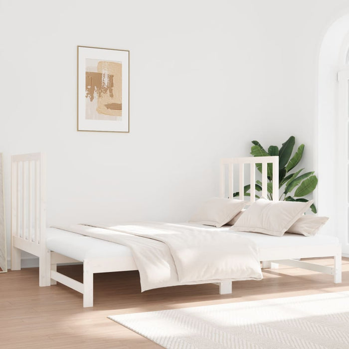 Pat de zi extensibil, alb, 2x(90x190) cm, lemn masiv de pin - WALTI WALTI