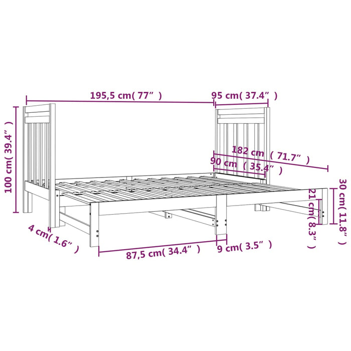 Pat de zi extensibil, 2x(90x190) cm, lemn masiv de pin - WALTI WALTI