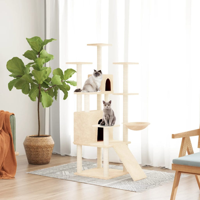 Ansamblu de pisici cu stâlpi din funie de sisal, crem, 154 cm WALTI