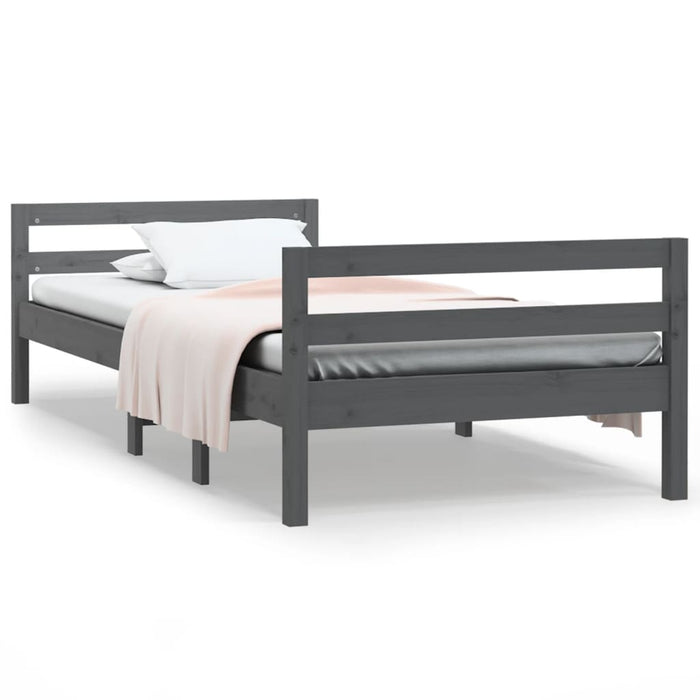 Cadru de pat, gri, 75x190 cm, lemn masiv de pin WALTI