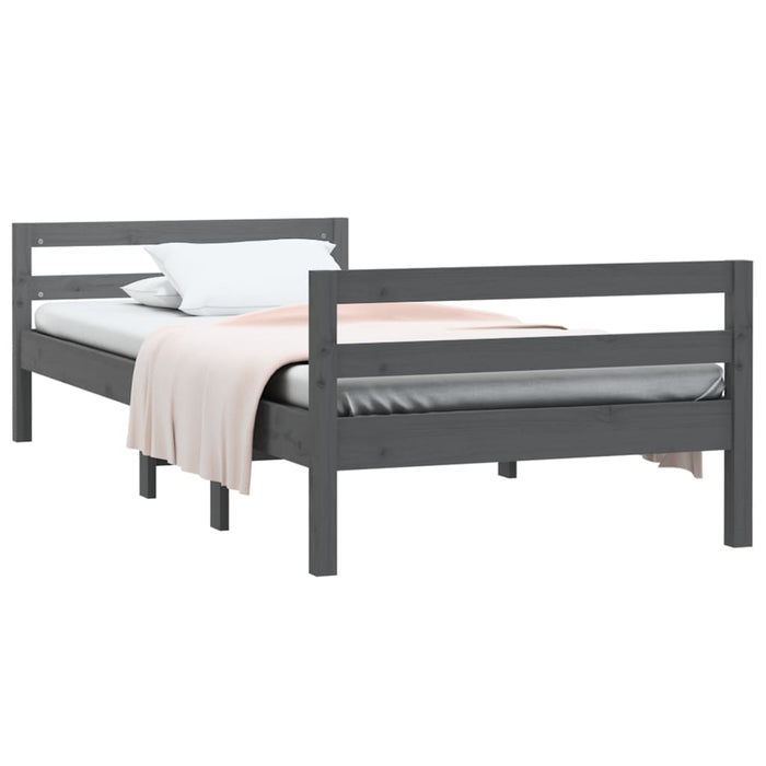 Cadru de pat, gri, 75x190 cm, lemn masiv de pin WALTI