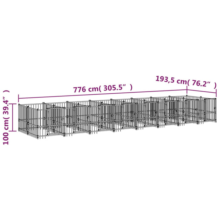 Padoc pentru câini de exterior, 15,02 m², oțel - WALTI WALTI