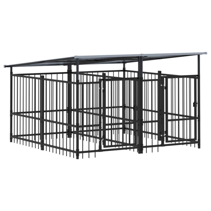 Padoc pentru câini de exterior cu acoperiș, 3,75 m², oțel - WALTI WALTI