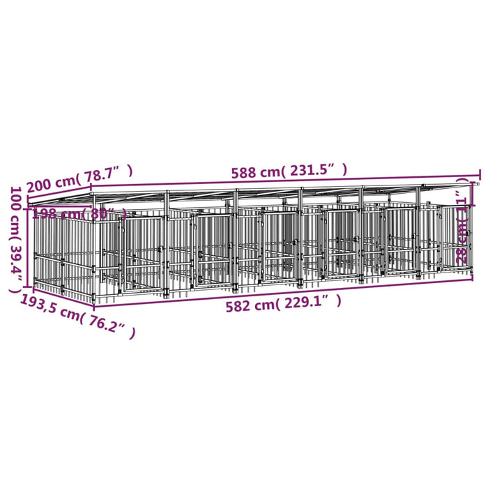 Padoc pentru câini de exterior cu acoperiș, 11,26 m², oțel - WALTI WALTI