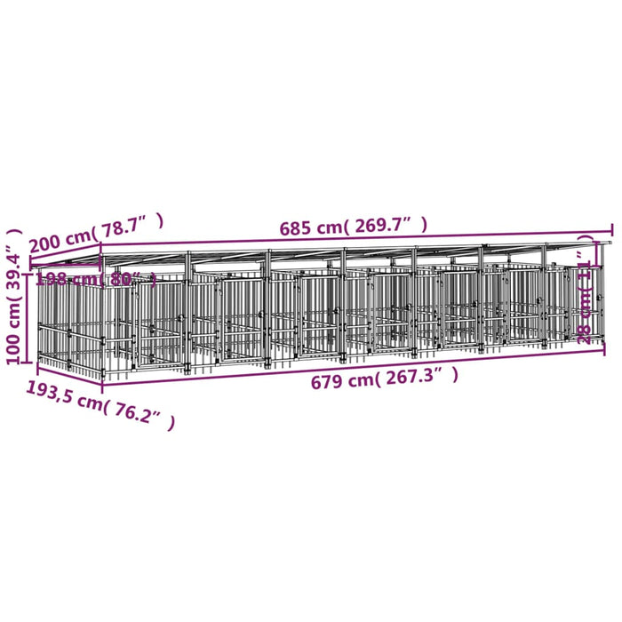 Padoc pentru câini de exterior cu acoperiș, 13,14 m², oțel - WALTI WALTI
