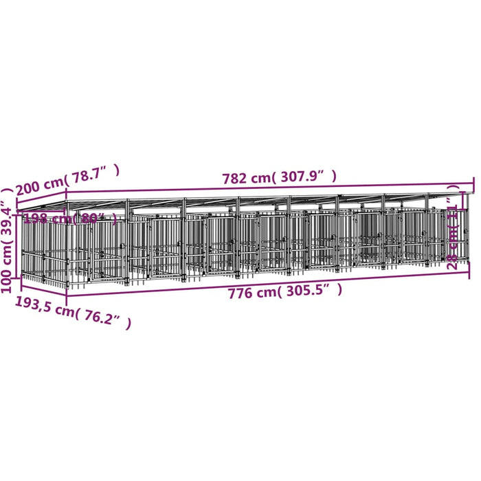 Padoc pentru câini de exterior cu acoperiș, 15,02 m², oțel - WALTI WALTI