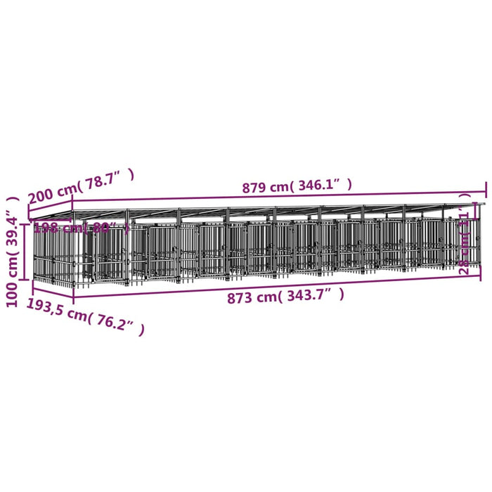 Padoc pentru câini de exterior cu acoperiș, 16,89 m², oțel - WALTI WALTI