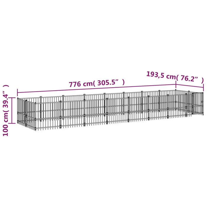 Padoc pentru câini de exterior, 15,02 m², oțel - WALTI WALTI