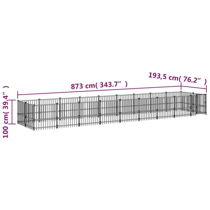 Padoc pentru câini de exterior, 16,89 m², oțel - WALTI WALTI