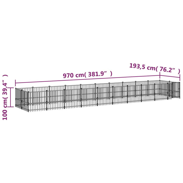 Padoc pentru câini de exterior, 18,77 m², oțel - WALTI WALTI