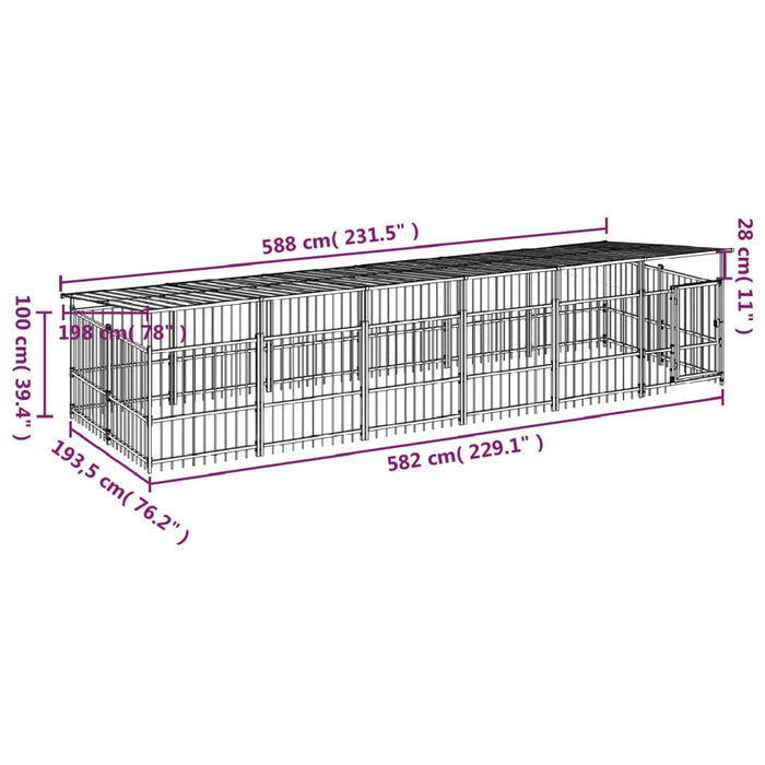 Padoc pentru câini de exterior cu acoperiș, 11,26 m², oțel - WALTI WALTI