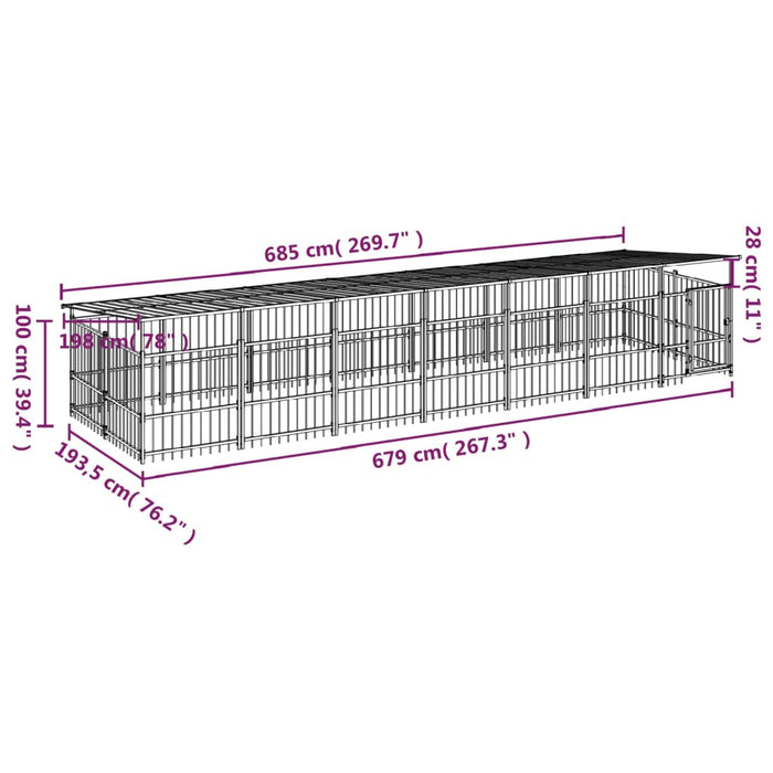 Padoc pentru câini de exterior cu acoperiș, 13,14 m², oțel - WALTI WALTI