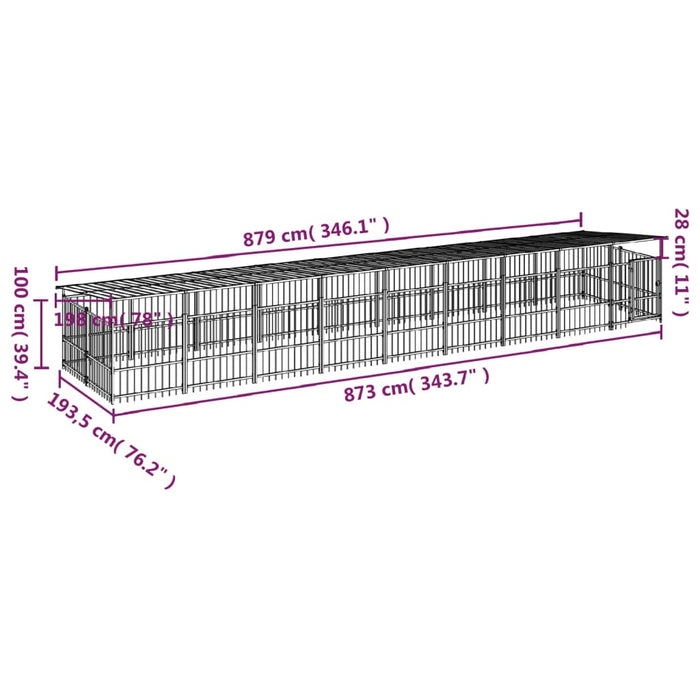 Padoc pentru câini de exterior cu acoperiș, 16,89 m², oțel - WALTI WALTI