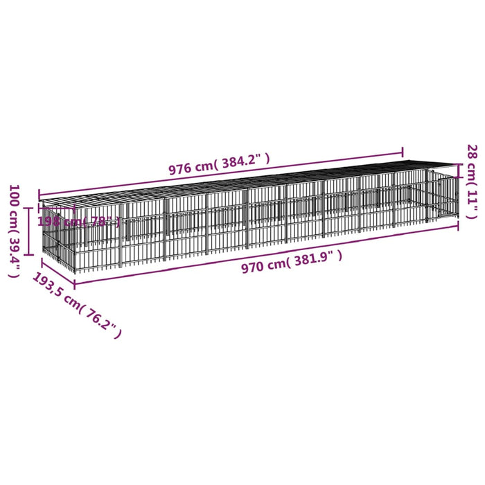 Padoc pentru câini de exterior cu acoperiș, 18,77 m², oțel - WALTI WALTI