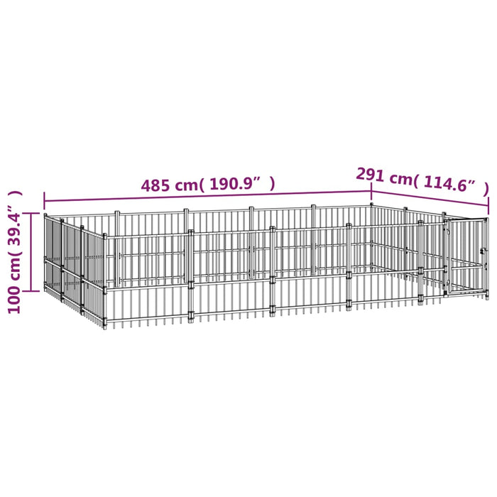 Padoc pentru câini de exterior, 14,11 m², oțel - WALTI WALTI