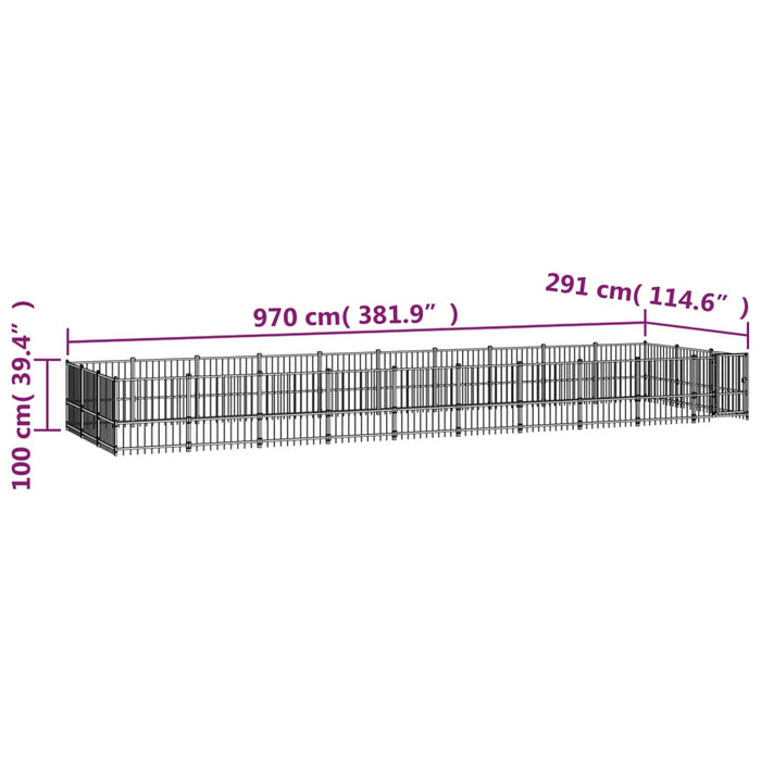 Padoc pentru câini de exterior, 28,23 m², oțel - WALTI WALTI