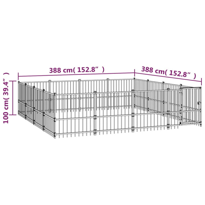 Padoc pentru câini de exterior, 15,05 m², oțel - WALTI WALTI
