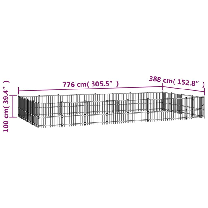 Padoc pentru câini de exterior, 30,11 m², oțel WALTI