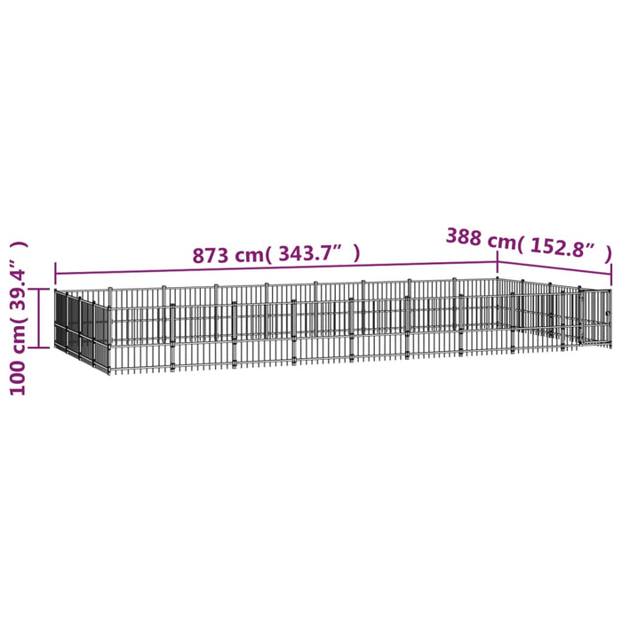 Padoc pentru câini de exterior, 33,87 m², oțel - WALTI WALTI