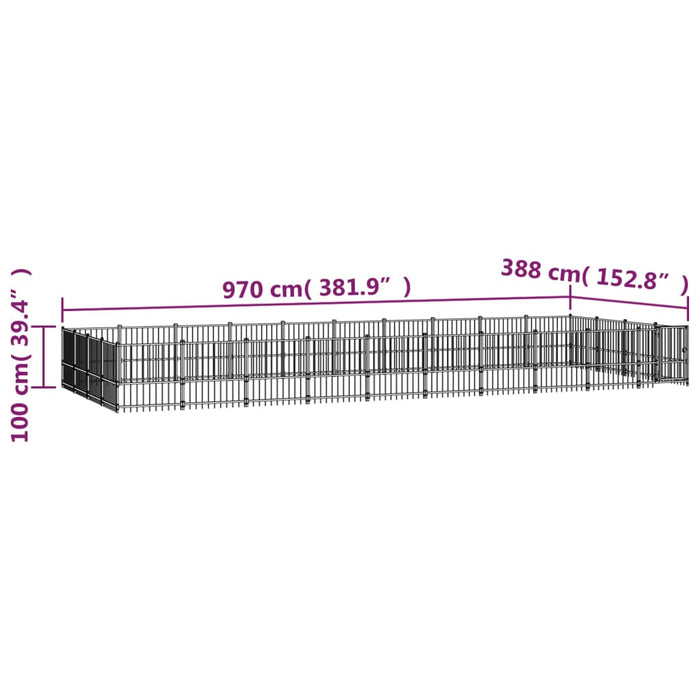 Padoc pentru câini de exterior, 37,64 m², oțel - WALTI WALTI