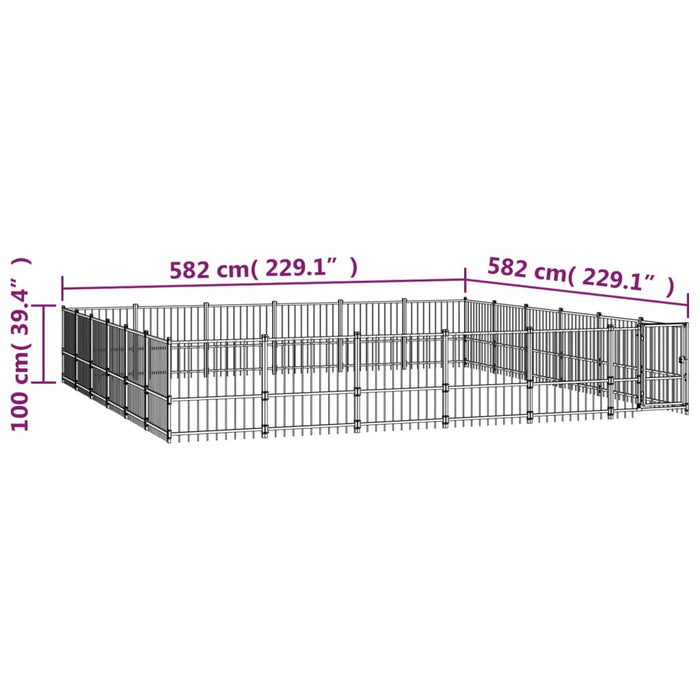 Padoc pentru câini de exterior, 33,87 m², oțel - WALTI WALTI