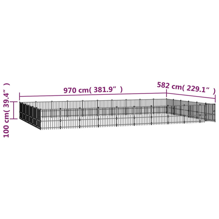 Padoc pentru câini de exterior, 56,45 m², oțel - WALTI WALTI