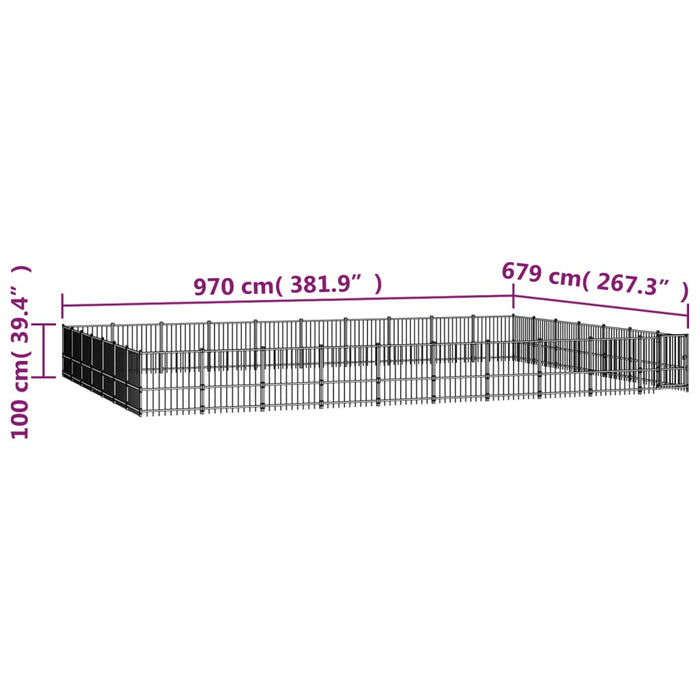 Padoc pentru câini de exterior, 65,86 m², oțel - WALTI WALTI